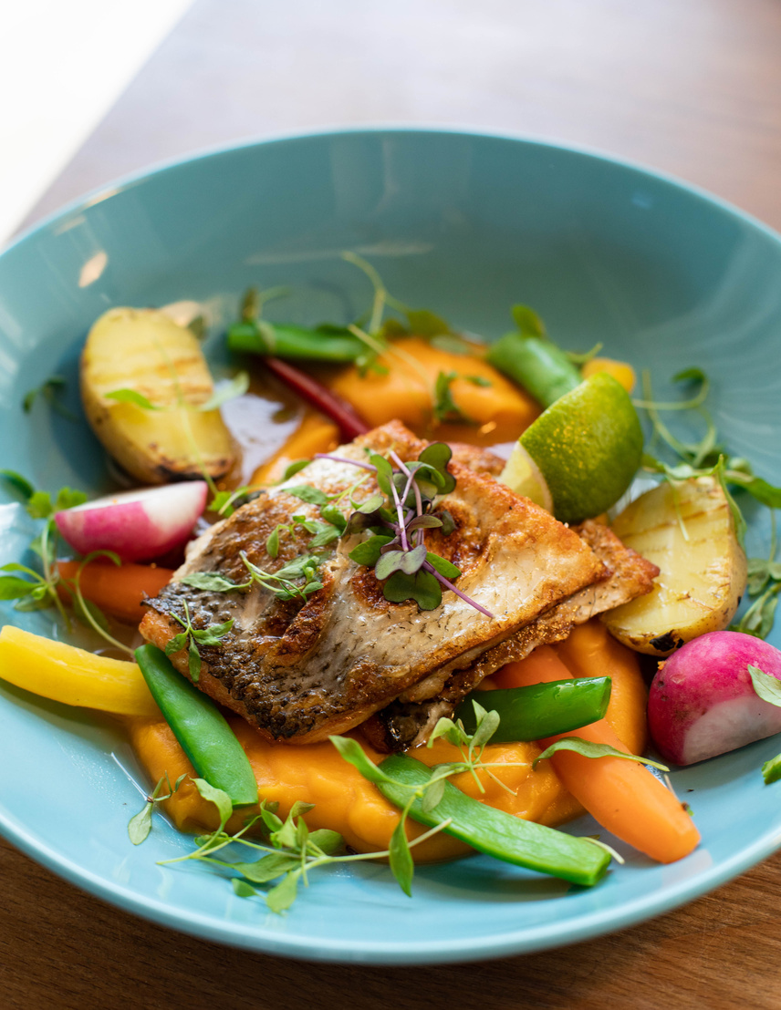 Fried Fish and Vegetables on Plate